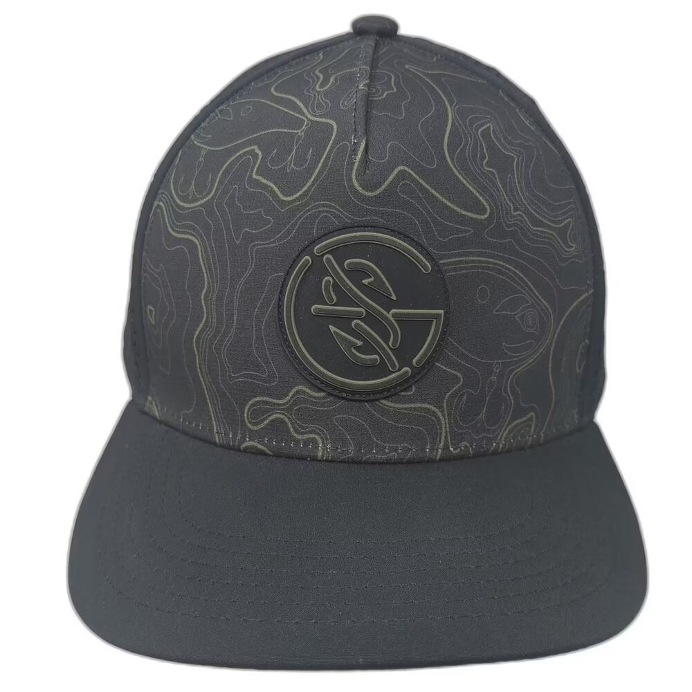 Googan Squad Trucker Hat Black Green Topography Map Mesh Snapback OSFM Fishing